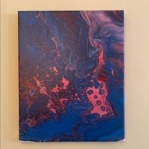 Abstract Blue and Red Canvas Art 8”x10”